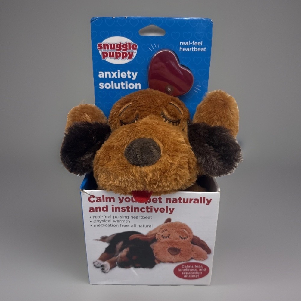 SNUGGLE PUPPY Heartbeat Brown Stuffed Dog Puppy Toy Pet Anxiety Relief Calming